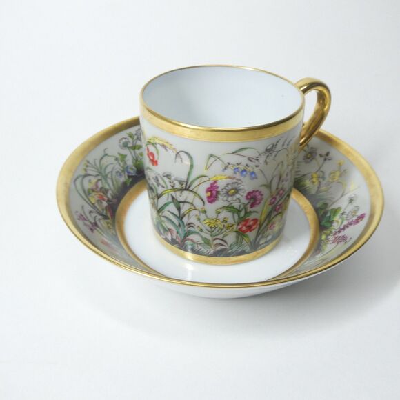 Fleurs des Champs Cup & Saucer - 1737 Ancienne Manufacture Royal Limoges France - Picture 1 of 10
